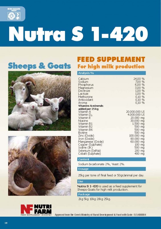 Nutra S 1-420 for Sheeps & Goats for High Milk Production